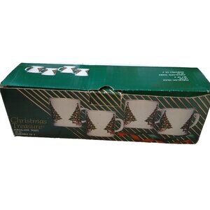 Christmas Treasures New Old Stock Set of 4 Porcelain 10 Oz Mugs Vintage CB3